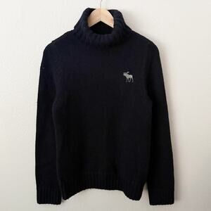 ABERCROMBIE & FITCH | Navy Blue Muscle Sweater Turtleneck Wool Blend | Medoum